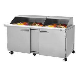 Turbo Air PST-72-30-N-SL 72 5/8" PRO Series Mega Top Sandwich/Salad Prep Table w/ Refrigerated Base, 115v, Holds 30 Sixth-Size Pans, 2 Solid Locking Doors, Stainless Steel