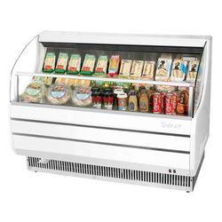 Turbo Air TOM-60SW-N 63 1/4" Horizontal Open Air Cooler w/ 3 Levels, 115v, White, Glass Sides