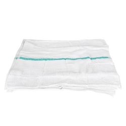 Chef Revival 700BRT-GRS White Cotton Bar Towel w/ Green Stripe, 16" x 19"