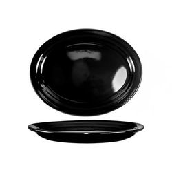 ITI CAN-12-B 9 3/4" x 7 1/2" Oval Cancun Platter - Ceramic, Black, 2 Dozen
