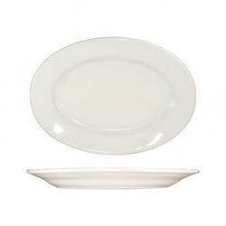 ITI RO-13 11 1/2" x 8 1/4" Oval Roma Platter - Ceramic, American White