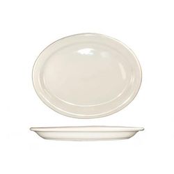 ITI VA-13 11 1/2" x 9 1/4" Oval Valencia Platter - Ceramic, American White