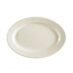 CAC REC-14 12 1/2" x 8 5/8" Oval American White Rolled Edge Platter, REC