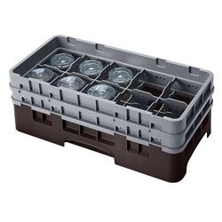 Cambro 10HS434167 Camrack Glass Rack - 2Extenders, 10 Compartments, Brown, Brown Base