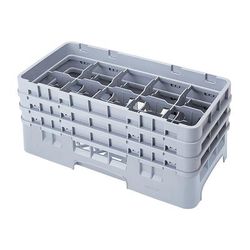 Cambro 10HS638151 Camrack Glass Rack - (3)Extenders, 10 Compartments, Soft Gray