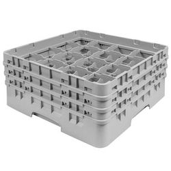 Cambro 16S638151 Camrack Glass Rack w/ 16 Compartments - 16 Gray Extenders, Soft Gray, 3 Gray Extenders