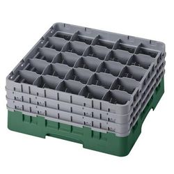 Cambro 25S738119 Camrack Glass Rack w/ 25 Compartments - 25 Gray Extenders, Sherwood Green, 3 Soft Gray Extenders