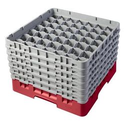 Cambro 49S1114163 Camrack Glass Rack w/ (49) Compartments - (6) Gray Extenders, Red, Red Base, 6 Soft Gray Extenders