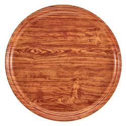 Cambro 900309 9" Round Serving Camtray - Fiberglass, Java Teak, Brown