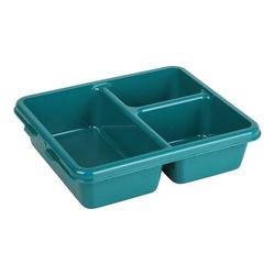 Cambro 9113CW414 Plastic Meal Delivery Tray w/ 3 Compartments, 9" x 11", Teal, Polycarbonate, Blue
