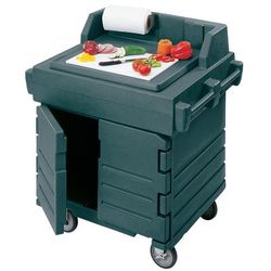 Cambro KWS40192 40 9/16" Mobile Serving Counter w/ Cabinet & Polyethylene Top, Granite Green