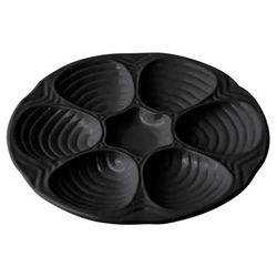 Bon Chef 5017S 10 1/2" Oyster Clam Plate, Aluminum/Black