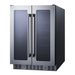 Summit ALFD24WBV 24" 2 Section Commercial Wine Cooler w/ 2 Zones - 21 Bottle Capacity, 115v, Silver