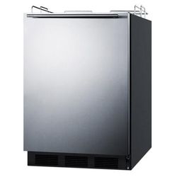 Summit SBC58BLBIADANK 24" Kegerator Commercial Beer Dispenser w/ 2 Keg Capacity - No Tap Kit, Stainless, 115v, Silver