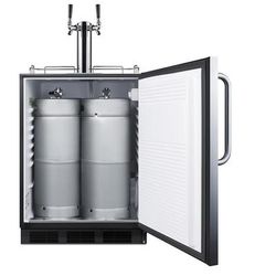 Summit SBC54OSBIADA 24" Outdoor Kegerator Commercial Beer Dispenser w/ (2) 1/6 Keg Capacity - 2 Tower & 2 Taps, 115v, Silver