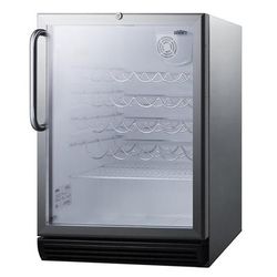 Summit SWC6GBLCSS 24" 1 Section Commercial Wine Cooler w/ 1 Zone - 30-Bottle Capacity, 115v, Silver