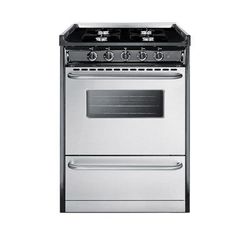 Summit TNM6107BRW 24"W Gas Stove w/ 4 Burners - Black/Stainless, Natural Gas, Silver, Gas Type: NG
