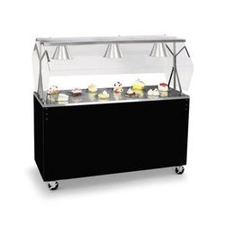 Vollrath 38764 60" Mobile Food Bar w/ Enclosed Base & Stainless Top, Cherry Woodgrain, Brown