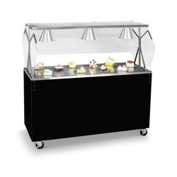 Vollrath 3876660 60" Mobile Food Bar w/ Cabinet & Stainless Top - Cherry Woodgrain, 120v, Brown