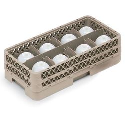 Vollrath HR1B1BA Dishwasher Rack - Half-Size, 8 Compartment, (1)Open, (2)Compartment Extender, Beige