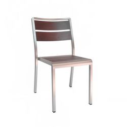 emu AB1020HD (06-402) Sid Indoor/Outdoor Stackable Side Chair - Dark Brown Aluminum w/ Silver Aluminum Frame, Faux Wenge