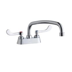 Elkay LK406AT12T4 Deck Mount Faucet w/ 12" Swing Spout & 4" Wrist Blade Handles - 4" Centers, Chrome