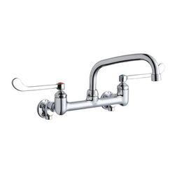 Elkay LK940AT08T6S Splash Mount Faucet w/ 8" Arched Swing Spout & 6" Wrist Blade Handles - 8" Centers, Chrome