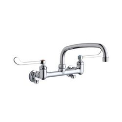 Elkay LK940AT10T6S Splash Mount Faucet w/ 10" Arched Swing Spout & 6" Wrist Blade Handles - 8" Centers, Chrome