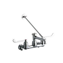 Elkay LK940BP07T6S Splash Mount Faucet w/ 7" Polished Bucket Hook Spout & 6" Wrist Blade Handles - 8" Centers