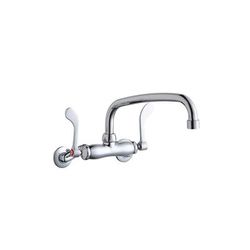 Elkay LK945AT10T4T Splash Mount Faucet w/ 10" Arched Swing Spout & 4" Wrist Blade Handles - 8" Centers, Chrome