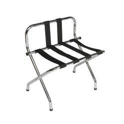 CSL 1055B-C-BL Metal Luggage Rack w/ 2 1/4" Black Poly Straps - 24 1/4"W x 16"D x 26 1/2"H, Chrome