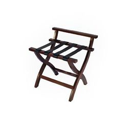 CSL 79MAH-L Premier Series Wood Luggage Rack w/ 2 1/4" Black Leather Poly Straps - 23"W x 19"D x 24"H, Mahogany