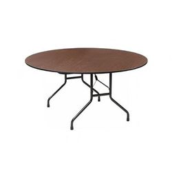 Royal Industries CORBT60R 60" Round Folding Banquet Table w/ Walnut Melamine Top, 29"H