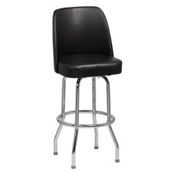 Royal Industries ROY 7721 B Commercial Bar Stool w/ Solid Back & Black Vinyl Bucket Seat, Chrome