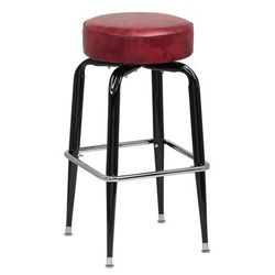 Royal Industries ROY 7723 CRM Backless Commercial Bar Stool w/ Crimson Vinyl Seat, Black
