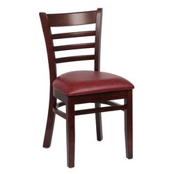 Royal Industries ROY 8001 W CRM Side Chair w/ Ladder Back & Crimson Vinyl Seat - Beechwood Frame, Walnut Finish