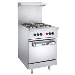 Vulcan EV24S-4FP240 24" EV Series Commercial Electric Range w/ 4 French Hot Plates, 240v/1ph/3ph, Stainless Steel
