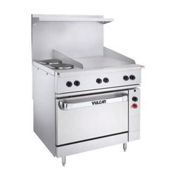 Vulcan EV36S-2FP24G240 36" EV Series Commercial Electric Range w/ 2 French Hot Plates & 2 Griddle, 240v/1ph/3ph, Stainless Steel