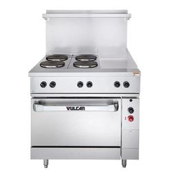 Vulcan EV36S-4FP12G240 36" EV Series Commercial Electric Range w/ 4 French Hot Plates & 4 Griddle, 240v/1ph/3ph, Stainless Steel