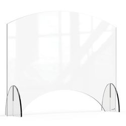 Rosseto AG010 Freestanding Safety Shield w/ Pass Thru Window - 36"L x 28"H, Acrylic, Clear, Pass-Through Window