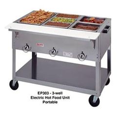 Duke EP305 2401 72 3/8" Hot Food Table w/ 5 Wells & Cutting Board, 240v/1ph, Silver