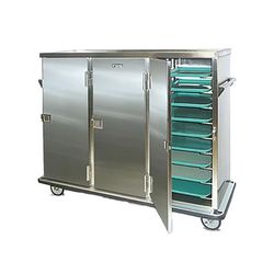 FWE ETC-24 24 Tray Ambient Meal Delivery Cart, 24 Pan Capacity, Non Insulated, Silver