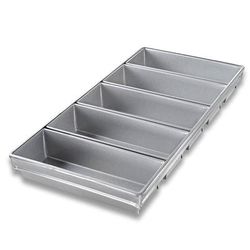 Chicago Metallic 44955 Bread Pan Set, Holds (5) 12 1/4" x 4 1/2" Pans, AMERICOAT Glazed 26 ga Aluminized Steel, Silver