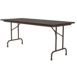 Correll CF2460M-01 60" Rectangular Folding Table w/ Walnut Melamine Top, 29"H, Black