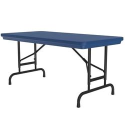 Correll RA2448 27 48" R-Series Rectangular Folding Table w/ Blue Plastic Top, 32"H
