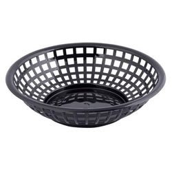 Tablecraft 1075BK Round Serving Basket, 8" x 2 3/8", Poly, Black