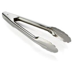 Tablecraft 74 9 1/2"L Stainless Utility Tongs, Silver, 1 Dozen