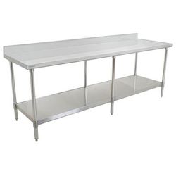 Eagle Group T3096SEM-BS 96" 14 ga Work Table w/ Undershelf & 300 Series Stainless Steel Top, 4 1/2" Backsplash
