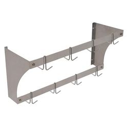 Eagle Group WM36PR 36" Wall-Mount Pot Rack w/ 6 Double Hooks, Stainless Steel, Double Bar