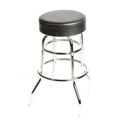 Oak Street SL2129-BLK Backless Commercial Bar Stool w/ Black Vinyl Seat, Chrome, Button Top